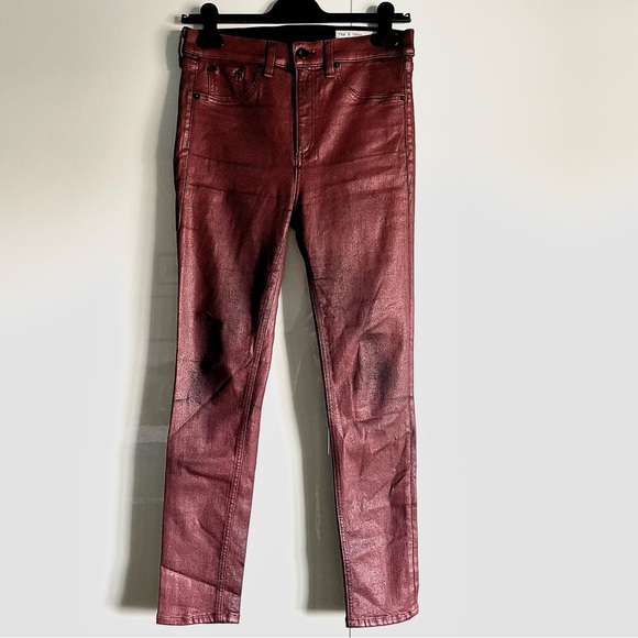 Rag & Bone Red Metallic High Rise Ankle Skinny Jean Size 29 EUC - Picture 5 of 13